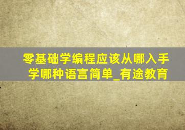 零基础学编程应该从哪入手 学哪种语言简单_有途教育